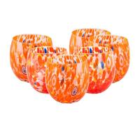 MurArt Bicchieri di Murano Set da 6 bicchieri da 400ml Collezione Marea in vetro soffiato a mano in lavorazione artigianale Made in Italy (Arancione, Bicchiere 6pz)
