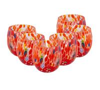 MurArt Bicchieri di Murano Set da 6 bicchieri da 400ml Collezione Marea in vetro soffiato a mano in lavorazione artigianale Made in Italy (Rosso, Bicchiere 6pz)