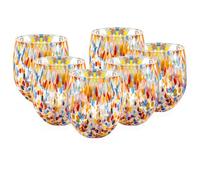 MurArt Bicchieri di Murano Set da 6 bicchieri da 400ml Collezione Onde in vetro soffiato a mano in lavorazione artigianale Made in Italy (Millefiori, Bicchieri 6pz)