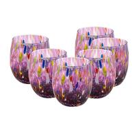 MurArt Bicchieri di Murano Set da 6 bicchieri da 400ml Collezione Onde in vetro soffiato a mano in lavorazione artigianale Made in Italy (Ametista, Bicchieri 6pz)