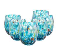 MurArt Bicchieri di Murano Set da 6 bicchieri da 400ml Collezione Onde in vetro soffiato a mano in lavorazione artigianale Made in Italy (Acquamare, Bicchieri 6pz)