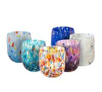 MurArt Bicchieri di Murano Set da 6 bicchieri da 400ml Collezione Onde in vetro soffiato a mano in lavorazione artigianale Made in Italy (Misto, Bicchieri 6pz)