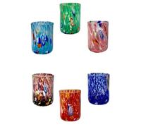 MurArt Shot di Murano Set da 6 bicchierini alt. 6,5 cm Collezione Tower in vetro soffiato a mano in lavorazione artigianale Made in Italy (MISTO, SHOT)