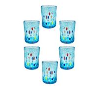 MurArt Shot di Murano Set da 6 bicchierini alt. 6,5 in vetro soffiato a mano in lavorazione artigianale Collezione Eleganza Made in Italy. (1, Acquamare)