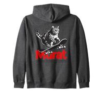 MURAT - Nome ragazzo simpatico con gatto e skateboard Felpa con Cappuccio