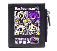 Murder Uzi Drone Portafoglio in Pelle PU | Portafoglio Bifold Alla Moda Con Tasca Portamonete Con Cerniera | Portafogli Portamonete Multicarte Per Contanti, Monete, Carte (Nero-2)