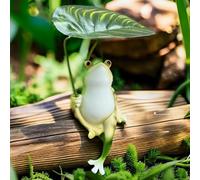 MURISE Figure decorative da giardino, rana per mini stagno, statuette da giardino per esterni, in resina, per laghetto da terrazza, vasche di zinco, fontana solare da giardino, balcone fattoria
