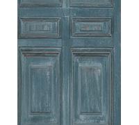 Muriva - Carta da parati legno, colore: blu, J92211