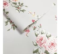 Canterbury Carta da Parati Floreale Catherine Lansfield Fiore Red/Grigio Muriva