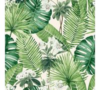 Eden Isla Carta da Parati Crema M37814 Fiori Large Palma Foglie Tropical Giungla