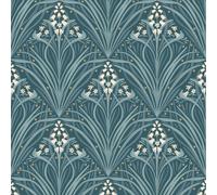 Arte Deco Bell Flower (Campanule) Carta da Parati Geometrico Foglie Fiori Vinile