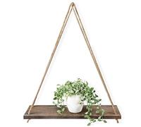 Muro assicella di legno Premium altalena appesa corda Parete scaffali galleggiante decorazione stile nordico assicella parete stand bambini bambini sala espositiva negozio di abbigliamento(Marrone)