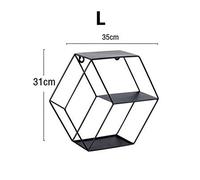 Muro assicella Soggiorno Mensola Home Decor figura geometrica Camera Hanging stand Nordic Ristorante di economia di spazio di archiviazione di ferro esagonale(Svart,L)