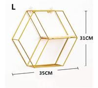 Muro assicella Soggiorno Mensola Home Decor figura geometrica Camera Hanging stand Nordic Ristorante di economia di spazio di archiviazione di ferro esagonale(Gold,L)
