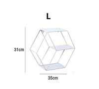Muro assicella Soggiorno Mensola Home Decor figura geometrica Camera Hanging stand Nordic Ristorante di economia di spazio di archiviazione di ferro esagonale(White,L)
