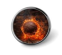 Muro di mattoni e pallone da basket in fiamme Distintivi circolari Spilla da bavero Spilla Libri di spille Regali per donne Uomini Souvenir