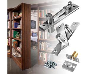 Murphy - Cerniere girevoli per porte, sistema di cerniera invisibile con chiusura a sfera, per porte in legno resistenti fino a 90,7 kg, libreria nascosta e segreta, libreria Murphy (1)