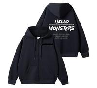MURQ Felpa con Cappuccio BM World Tour Hello Monsters 2025 BABY-MON-S7ER Camicia in Cotone con Cerniera Stampata con Supporto Merch(Black,S)