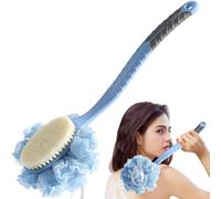 MURRI&MURRDI Spazzola da doccia con manico lungo, spazzola per schiena con setole e luffa, spugna da bagno con manico lungo, spazzola da bagno antiscivolo per massaggio esfoliante della pelle