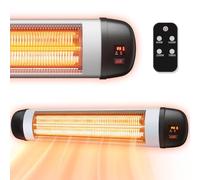 Mursche Stufa a infrarossi per terrazze, 2500 W, faretto a infrarossi per esterni, con telecomando, a parete, 3 livelli di riscaldamento, per terrazze, esterni, per bagno, balcone, giardino