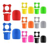 Murtenze Set di 8 protezioni per microfono in silicone, anti-rotolamento, senza fili, con anello in silicone, copertura in schiuma colorata per microfono, supporto per asta inferiore per karaoke