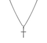 Murtoo Collana Crocifissa Per Uomo Donna Pendente Acciaio Inossidabile Cindolo Croce Semplice, 2 Dimensioni, Catena Acciaio/Argento Nero Crocifissa (40+5cm, Argento antico(S))