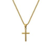 Murtoo Collana Crocifissa Per Uomo Donna Pendente Acciaio Inossidabile Cindolo Croce Semplice, 2 Dimensioni, Catena Acciaio/Argento Nero Crocifissa (40+5cm, Oro (S))