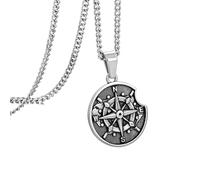 murtoo Collana da uomo, collana con bussola ciondolo da uomo, argento e oro, piastrine da donna, in acciaio inox, idea regalo da donna, 50cm, Acciaio inossidabile, Non pietra preziosa