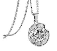 murtoo Collana da uomo, collana con bussola ciondolo da uomo, argento e oro, piastrine da donna, in acciaio inox, idea regalo da donna, 50cm, Acciaio inossidabile, Non pietra preziosa