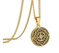 murtoo Collana da Uomo, Collana con Ciondolo a Compasso per Uomini, Collana in Argento Oro Moneta per Uomini Donne, Collana in Acciaio Inox Regalo per Uomini Donne, 50 cm, Acciaio inossidabile