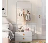 MURUL Appendiabiti 70 x 55 x 168 cm, bianco, con 2 cassetti e maniglie a forma di stella, appendiabiti aperto per cameretta dei bambini