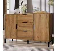 MURUL Cassettiera con 2 ante e 3 cassetti, 120 x 40 x 76 cm, in rovere scuro, credenza per camera da letto e tutti i salotti, ripiano regolabile (rovere scuro)