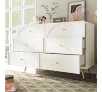 MURUL Cassettiera con 6 cassetti, colore bianco, per camera da letto, credenza alta, 85 x 120 x 40 cm (altezza x larghezza x profondità)