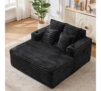 MURUL Chaise Longue Oversize in finta pelliccia con portabicchieri, poltrona morbida come una nuvola, nessun montaggio, colore nero