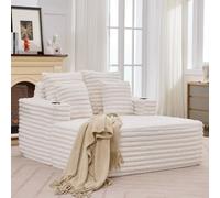 MURUL Chaise Longue Oversize in finta pelliccia con portabicchieri, poltrona morbida come una nuvola, nessun montaggio, bianco