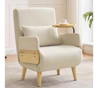 MURUL Design moderno: poltrona 3 in 1 con funzione di sonno, con vassoio in legno, sedia pieghevole imbottita, seduta imbottita, poltrona lounge, letto singolo, adatta per soggiorno, camera da letto