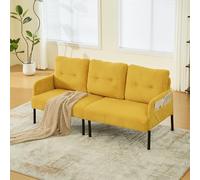 MURUL Divano a 3 posti, con morbida imbottitura confortevole, schienale alto, pratiche tasche laterali, piedini in metallo stabili, struttura robusta, versatile, per soggiorno, camera da letto