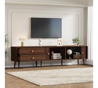 MURUL Lowboard per TV 180 x 40 x 46,5 cm, effetto legno di noce, con 2 cassetti, 2 ante e 7 piedini, per TV fino a 80 pollici