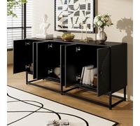 MURUL Mobile moderno nero con 3 porte doppie e grande spazio di archiviazione, superficie opaca, elegante credenza per soggiorno, sala da pranzo e ufficio, pratica organizzazione nella vita di tutti i