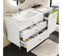MURUL Mobile sottolavello, 120 x 47,5 x 80 cm, per bagno/ingresso/corridoio, stile moderno, colore bianco