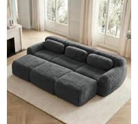 MURUL Morbido modulo in peluche Sofabed con 3 ottomani e 3 posti per soggiorno, comodo divano, grigio