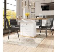 MURUL Tavolo da pranzo telescopico, 110-140 x 80 cm, pieghevole, per 4-6 persone, allungabile, salvaspazio, per cucina, soggiorno, bianco
