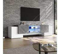MURUL TV owboard 180 x 40 x 46,5 cm, bianco/grigio, con LED Bluetooth - Per TV da 60/65/70", design semplice per il soggiorno
