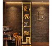 MURUL Vetrinetta con telaio in alluminio, vetro temperato, cinque scomparti, ripiani regolabili, cerniere con funzione soft-close, nero, 30 x 30 x 160 cm