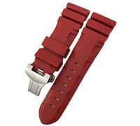 MURVE Cinturino in gomma 22 mm 24 mm 26 mm cinturino in silicone per orologio Panerai sommergibile Luminor PAM impermeabile bracciale, 24mm black buckle, Agata