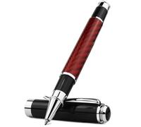 MURVE Penna a sfera in fibra di carbonio, inchiostro gel in metallo di alta qualità, punta micro da 0,5 mm, inchiostro nero, scrittura liscia (rosso)