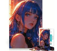 Musa radiosa dai capelli blu in un bagliore etereo - Puzzle da 1000 pezzi per adolescenti - Gioco intelligente per interni - Taglio preciso (38x52cm)