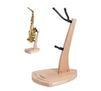 Musbeat Supporto per sassofono, supporto per saxofono contralto e sax tenore, in legno di mogano con gioghi in morbido silicone, supporto per sassofono tenore realizzato a mano in legno per casa e