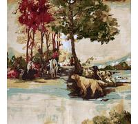 Musbury 100% Cotone Tessuto ”Caccia” IN Russet Tenda Tendina Upholstertry 2.8m