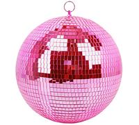 Muscab Palla a specchio per discoteca, DJ club, feste, matrimoni, decorazione per la casa, 30,5 cm, palla da discoteca con anello per appenderla, rosa